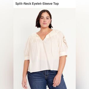 Old Navy Split Neck Eyelet Sleeve Top NWOT
